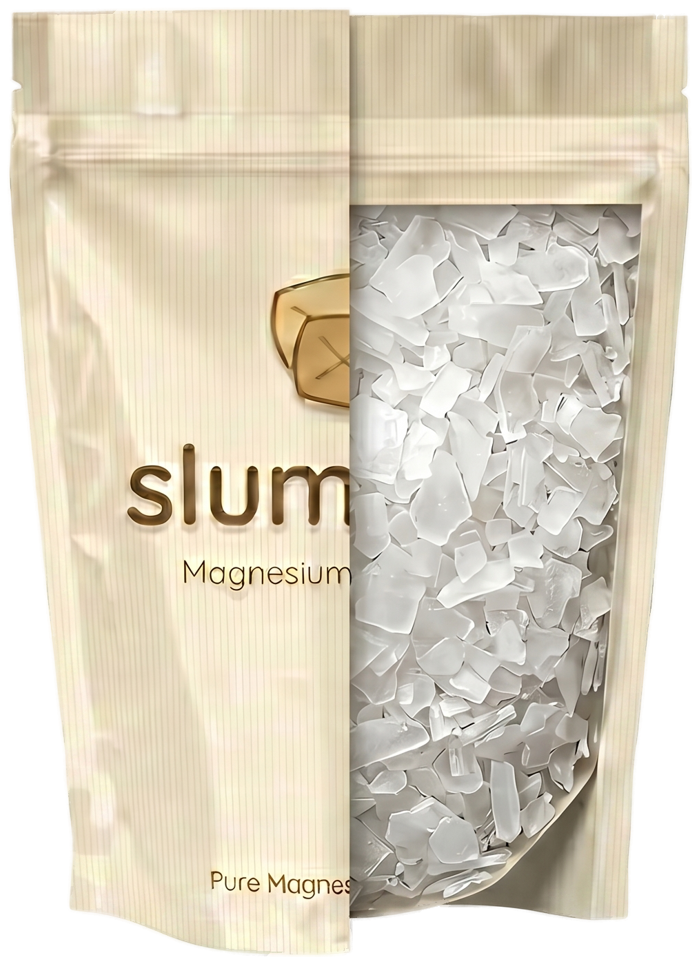 Slumbero Magnesium Bath Flakes cutaway showing flakes